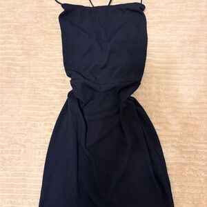 ✨ New PrettyLittleThing Ink Blue Ribbed Lace-Up Back Bodycon Dress ✨